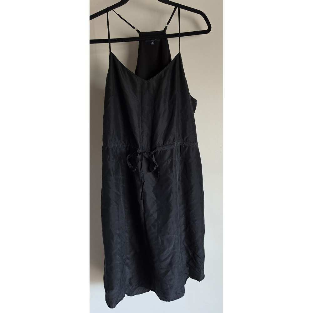 Madewell Silk Slip Dress Size 14 Black Solid Sleeveless V-Neck Mini Gown
